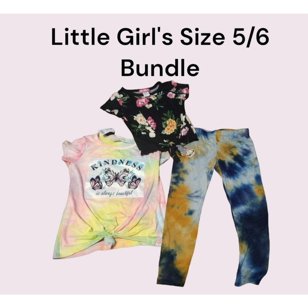 2 blouses and 1 legging bundle pack of Little girl clothes size 5/6